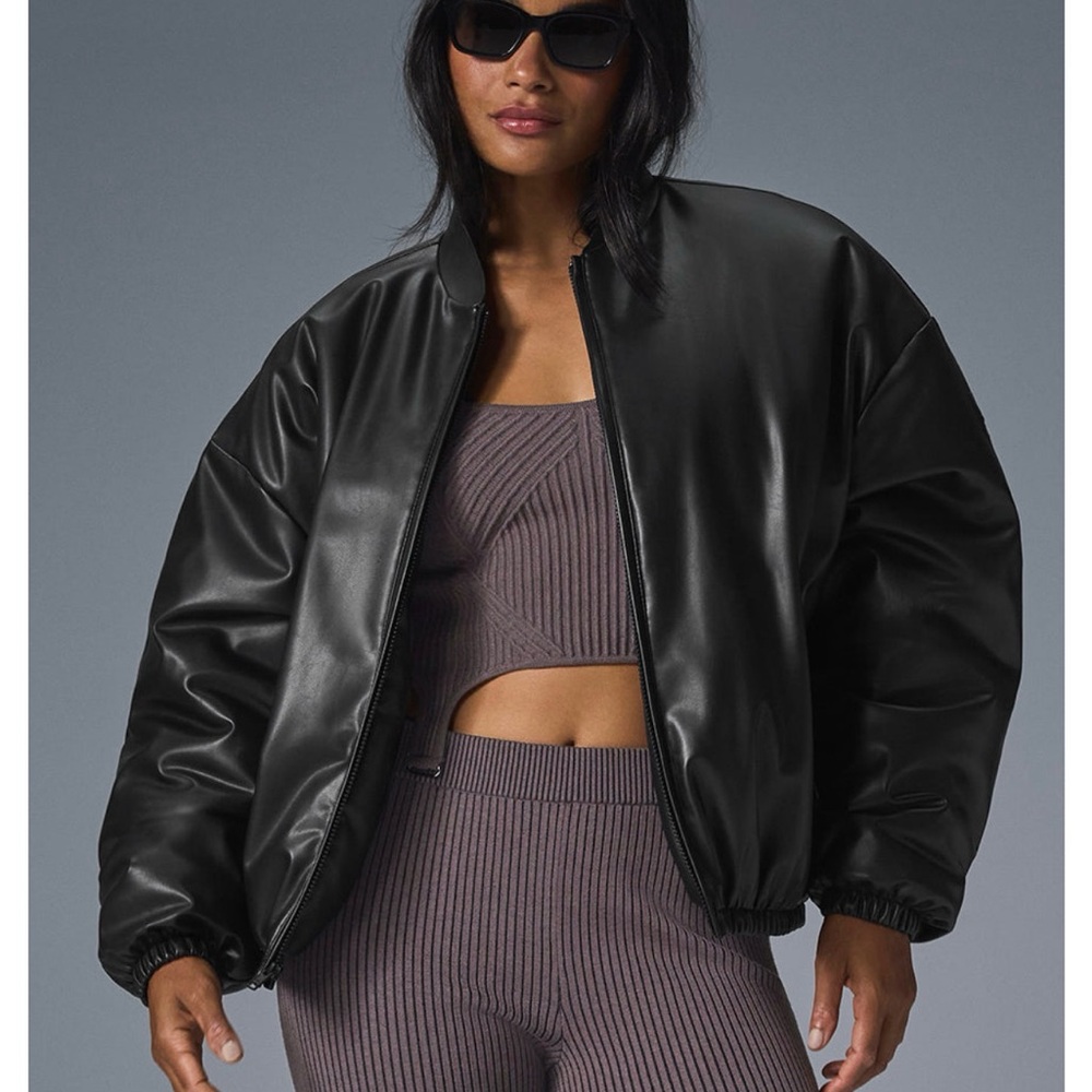 Unisex Alo Black Bomber Jacket